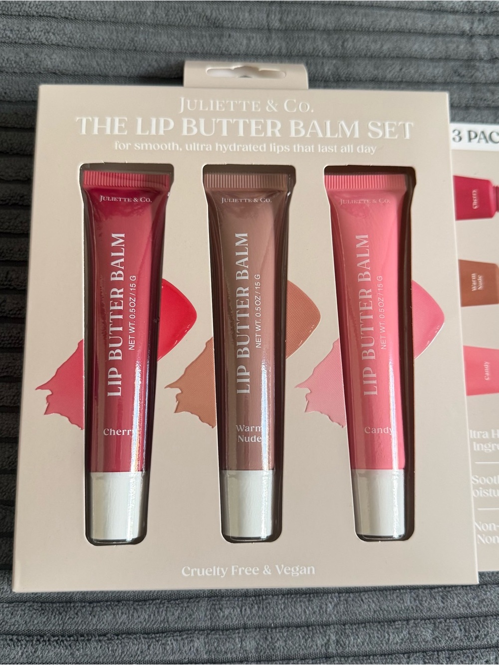 Juliette & Co Lip Butter Balm Set of 3 Hydrating Vegan